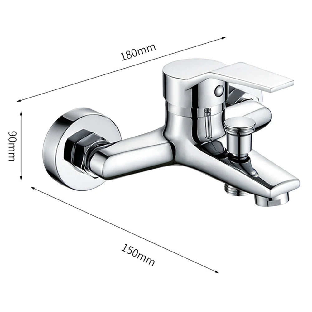 Zinc Alloy Basin Faucets Chrome Wall Mounted Hot Cold Water Dual Spout Mixer Tap For Bathroom Splitter Bath Shower Basin